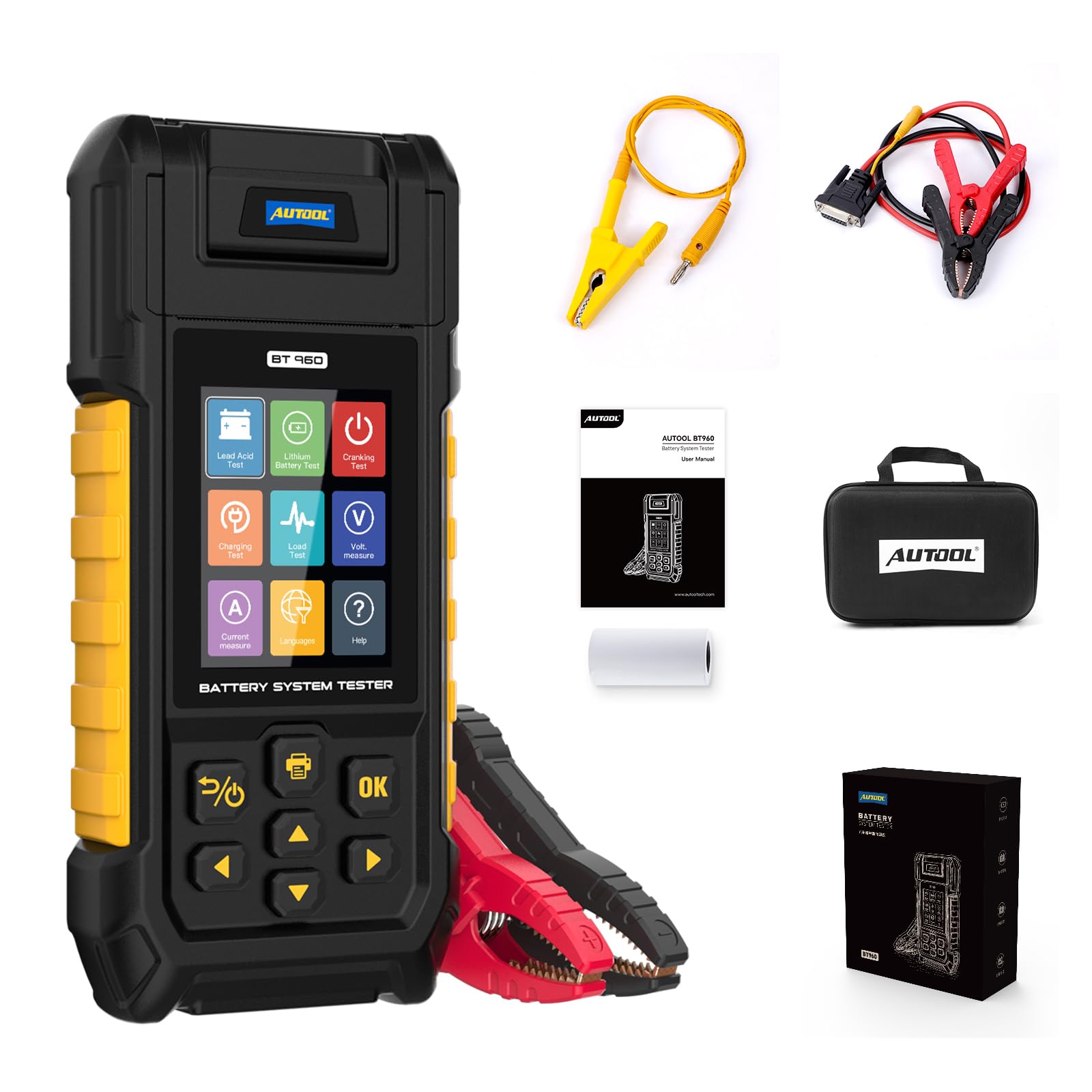 AUTOOL Batterietester KFZ 12V/24V Kfz-Batterie-Lasttestgerät 30-2000 CCA, Autobatterie Tester mit Drucker, Cranking & Charging & Leakage Test, Data Review Reverse Polarität Schutz AUTOOL Batterietester KFZ 12V/24V Kfz-Batterie-Lasttestgerät 30-2000 CCA, Autobatterie Tester mit Drucker, Cranking & Charging & Leakage Test, Data Review Reverse Polarität Schutz von AUTOOL