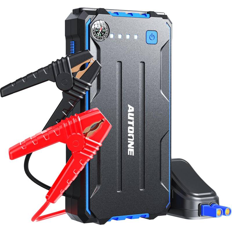 AUTOONE Autobatterie Starthilfe, 2500A Spitzenstrom Starthilfe Batteriepack für Auto bis zu 8,0L Gas und 7,0L Dieselmotor Starthilfe mit USB-Ausgang und LED-Licht von AUTOONE