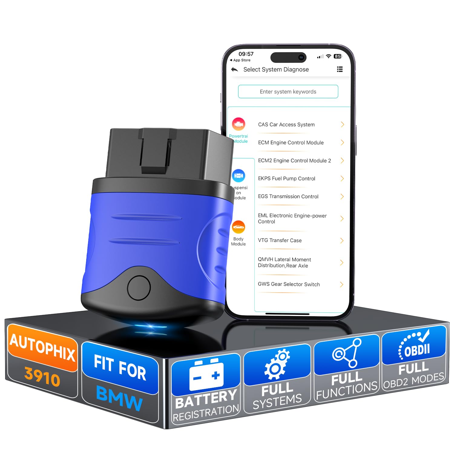 AUTOPHIX 3910 OBD2 Bluetooth Kompatibel mit BMW All System OBD2 Diagnosegerät mit Batterie Registrierung Service EPB CBS ETC Batterie Check Fehlerauslesegerät für iPhone & Android AUTOPHIX 3910 OBD2 Bluetooth Kompatibel mit BMW All System OBD2 Diagnosegerät mit Batterie Registrierung Service EPB CBS ETC Batterie Check Fehlerauslesegerät für iPhone & Android von AUTOPHIX