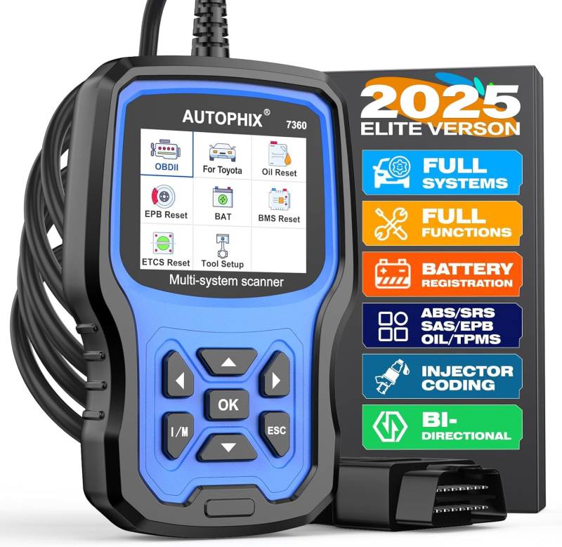 AUTOPHIX 7360 Elite Fit für Toyota Lexus OBD2 Diagnosegerät Alle Systeme OBD2 Scanner Alle Reset Service Batterie Registrierung Tool Auslesegerät Fit für Toyota RAV4 Camry Corolla 4RUNNER Highlander von AUTOPHIX