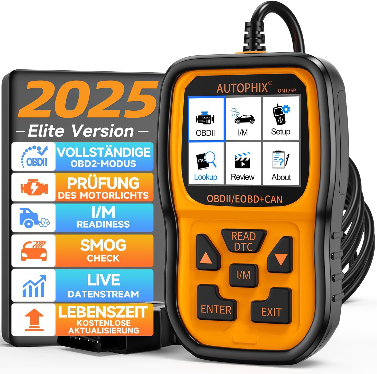 AUTOPHIX OM126P OBD2 Diagnosegerät Universal KFZ-Fehlercode-Lesegerät kfz diagnosegerät für alle Fahrzeuge Auto Auslesegerät für OBDII Protokoll Deutsch AUTOPHIX OM126P OBD2 Diagnosegerät Universal KFZ-Fehlercode-Lesegerät kfz diagnosegerät für alle Fahrzeuge Auto Auslesegerät für OBDII Protokoll Deutsch von AUTOPHIX