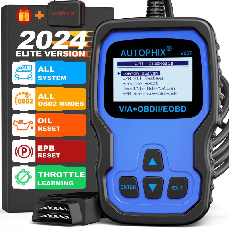 AUTOPHIX V007 OBD2 Diagnosegerät Kompatibel mit VAG mit Motor ABS Airbag Getriebe löschen Fehlercodeleser Drosselklappenanpassung TP-Positionsprüfung Ölbremsbelag-Rückstellung Diagnosegerät Auto von AUTOPHIX