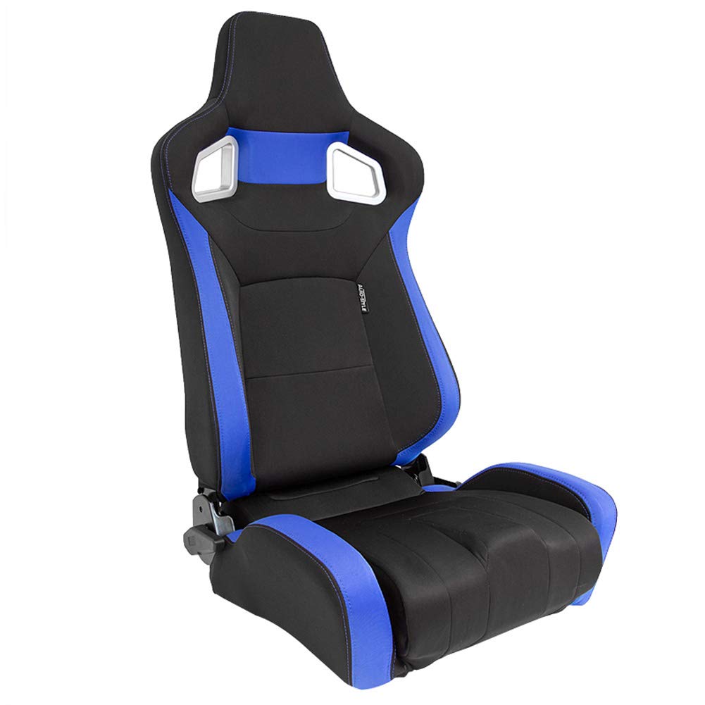 Sportsitze 'RS6-II' - Schwarz/Blau Stoff - Doppelseitig Verstellbare Rückenlehne - inkl. Laufschienen von AUTO-STYLE