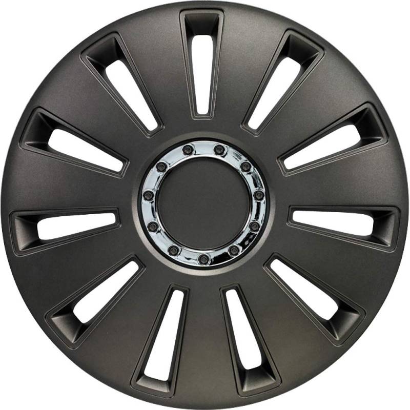 AUTO-STYLE Satz Radzierblenden Silverstone Pro 14-Zoll Gun-Metal + Chrom Ringe von AUTO-STYLE