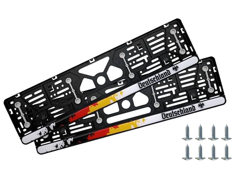 AUTOSmilga® Kennzeichenhalter Deutschland, Nummernschildhalterung Auto, mit Vibrationsdämpfer, kennzeichenhalterung für kfz-kennzeichen 520x110mm, inkl. 8 Schrauben von AUTOSmilga