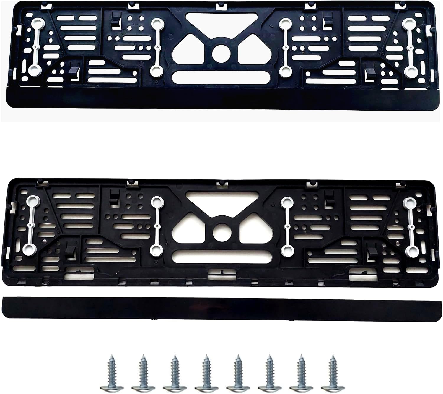 Kennzeichenhalter x 2, 52x11cm Nummernschildhalterung Auto – Nummernschildhalter für Kfz kennzeichen mit Vibrationsdämpfer und klickleiste inkl. 8 Schrauben Kennzeichenhalter x 2, 52x11cm Nummernschildhalterung Auto – Nummernschildhalter für Kfz kennzeichen mit Vibrationsdämpfer und klickleiste inkl. 8 Schrauben von AUTOSmilga