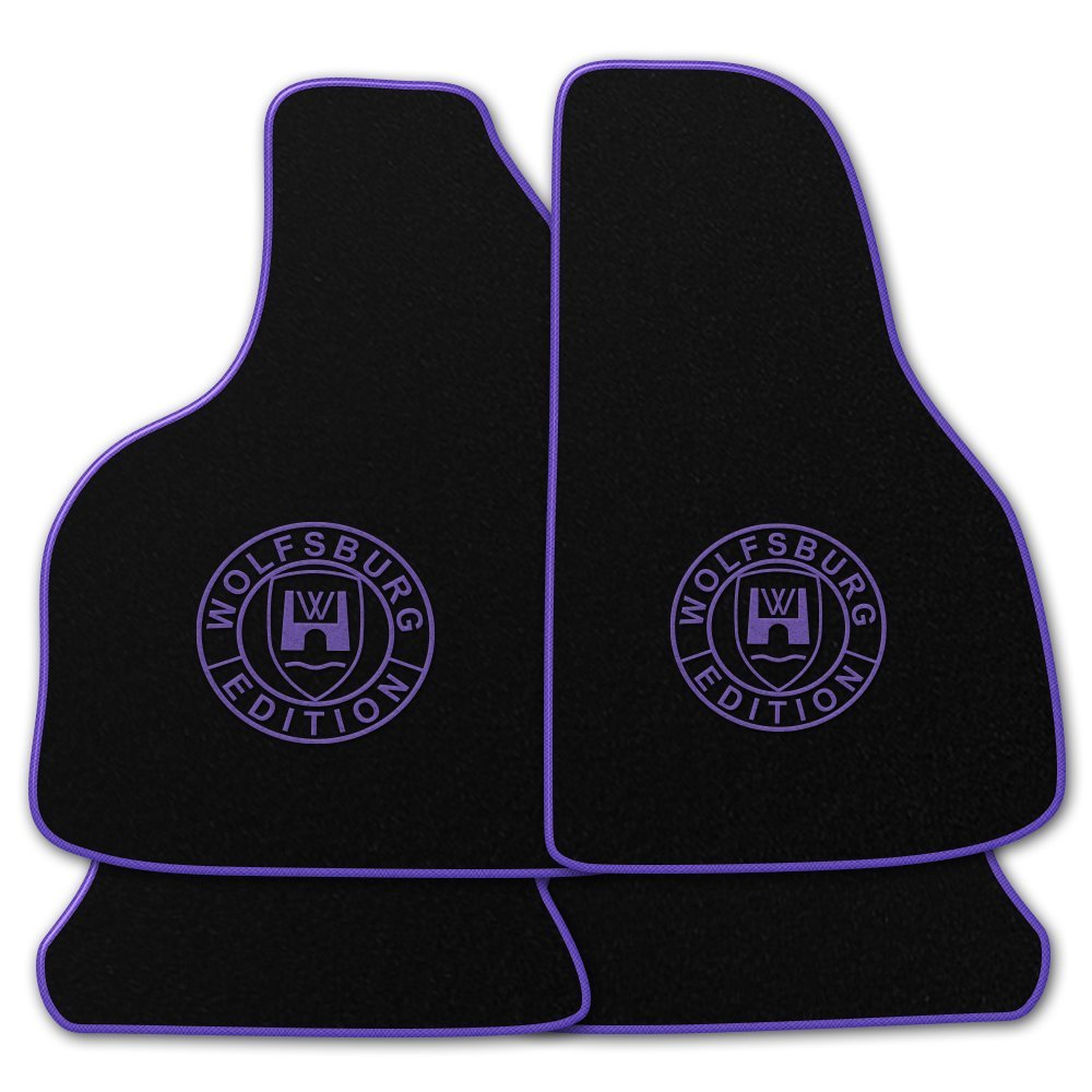 AUTOTEPPICH-Stylers Velours Schwarze Fußmatten passend für VW Golf 5 + 6 mit Logo Wolfsburg Edition WOB und Rand in Flieder AUTOTEPPICH-Stylers Velours Schwarze Fußmatten passend für VW Golf 5 + 6 mit Logo Wolfsburg Edition WOB und Rand in Flieder von AUTOTEPPICH Stylers Wir fertigen Ihre Fußmatten