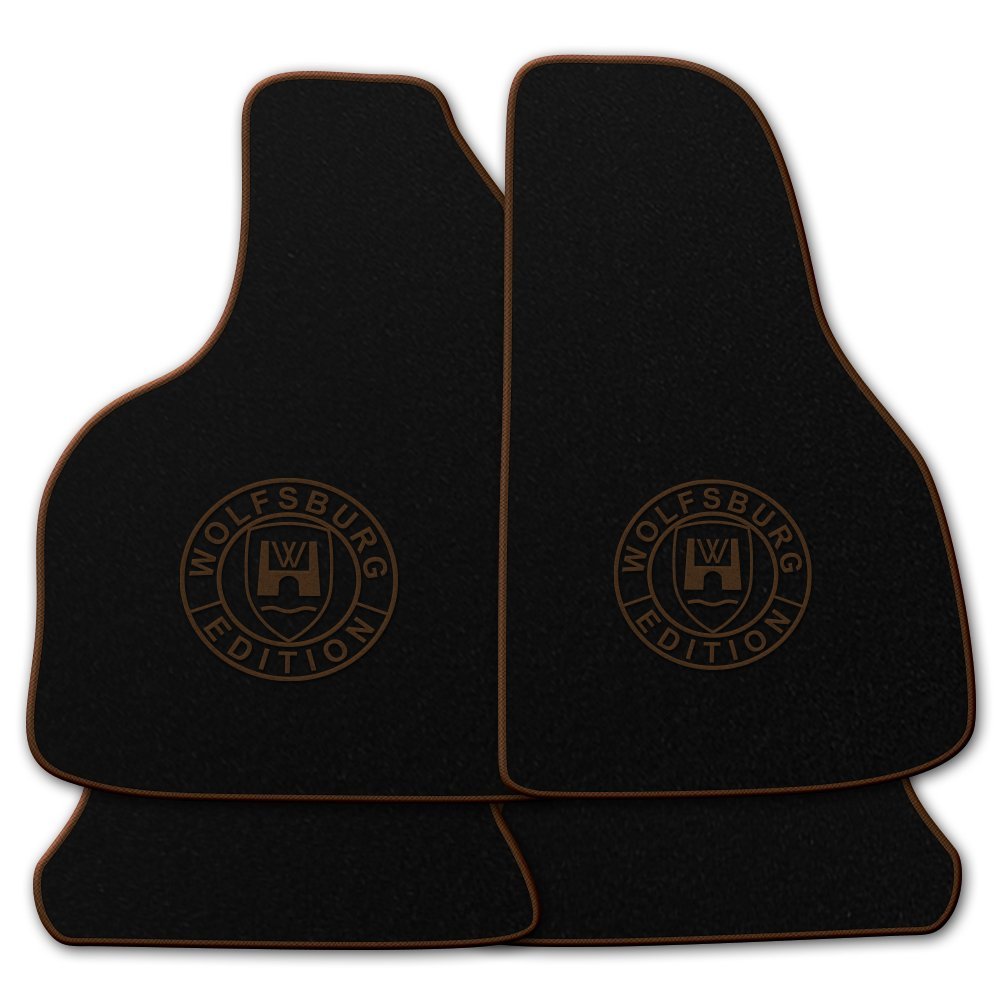 AUTOTEPPICH-Stylers Velours Schwarze Fußmatten passend für VW Käfer mit Logo Wolfsburg Edition WOB und Rand in braun AUTOTEPPICH-Stylers Velours Schwarze Fußmatten passend für VW Käfer mit Logo Wolfsburg Edition WOB und Rand in braun von AUTOTEPPICH Stylers Wir fertigen Ihre Fußmatten