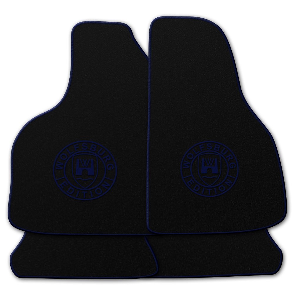 AUTOTEPPICH-Stylers Velours Schwarze Fußmatten passend für VW Käfer mit Logo Wolfsburg Edition WOB und Rand in dunkelblau AUTOTEPPICH-Stylers Velours Schwarze Fußmatten passend für VW Käfer mit Logo Wolfsburg Edition WOB und Rand in dunkelblau von AUTOTEPPICH Stylers Wir fertigen Ihre Fußmatten