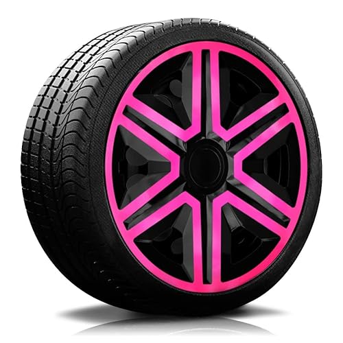 RADKAPPEN-KÖNIG 16 Zoll RKK20 Schwarz-Pink Radkappen Radzierblenden 4 Stück von AUTOTEPPICH Stylers Wir fertigen Ihre Fußmatten