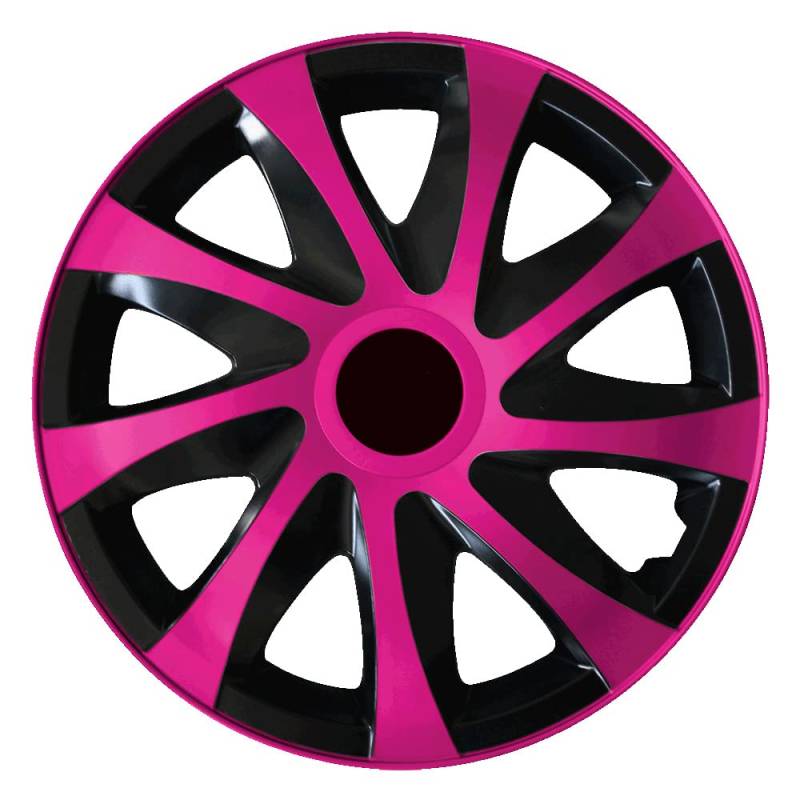 RADKAPPEN-KÖNIG 1STÜCK EINZELN 15 Zoll 15" RKK04 Schwarz-Pink Radkappe Radzierblende von AUTOTEPPICH Stylers Wir fertigen Ihre Fußmatten