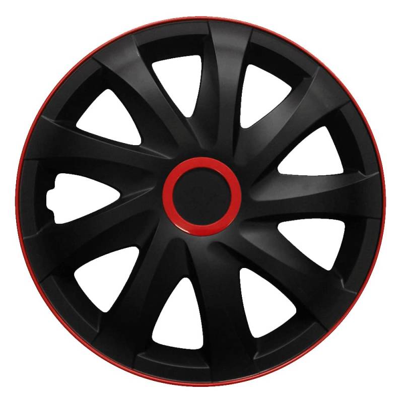 RADKAPPEN-KÖNIG 1STÜCK EINZELN 16 Zoll 16" RKK04 Race Schwarz-Rot Radkappe Radzierblende von AUTOTEPPICH Stylers Wir fertigen Ihre Fußmatten