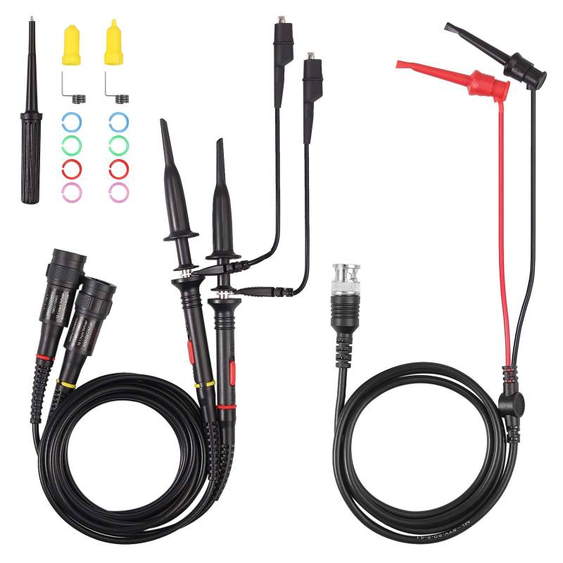 AUTOUTLET 2PCS P2200 200Mhz Oszilloskop Probe Kit, mit BNC zu Minigrabber Messleitung Kit, Dämpfungsverhältnis 1X/10X Hochpräziser Scope Oscilloscope Clip Probes von AUTOUTLET