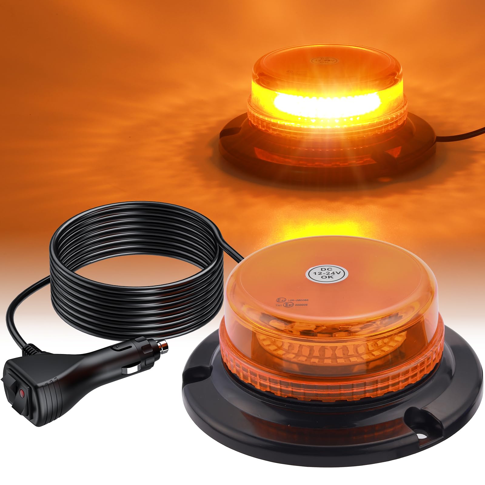 AUTOUTLET 36 LED Rundumleuchte, 12/24V Gelb Rundumleuchte LED Warnleuchte mit Magnet, 9 Modi, 5M Kabel, E57 Mark & Wasserdicht IP65, Warnlicht Blinkleuchte für Auto LKW Traktor Golfwagen SUV AUTOUTLET 36 LED Rundumleuchte, 12/24V Gelb Rundumleuchte LED Warnleuchte mit Magnet, 9 Modi, 5M Kabel, E57 Mark & Wasserdicht IP65, Warnlicht Blinkleuchte für Auto LKW Traktor Golfwagen SUV von AUTOUTLET
