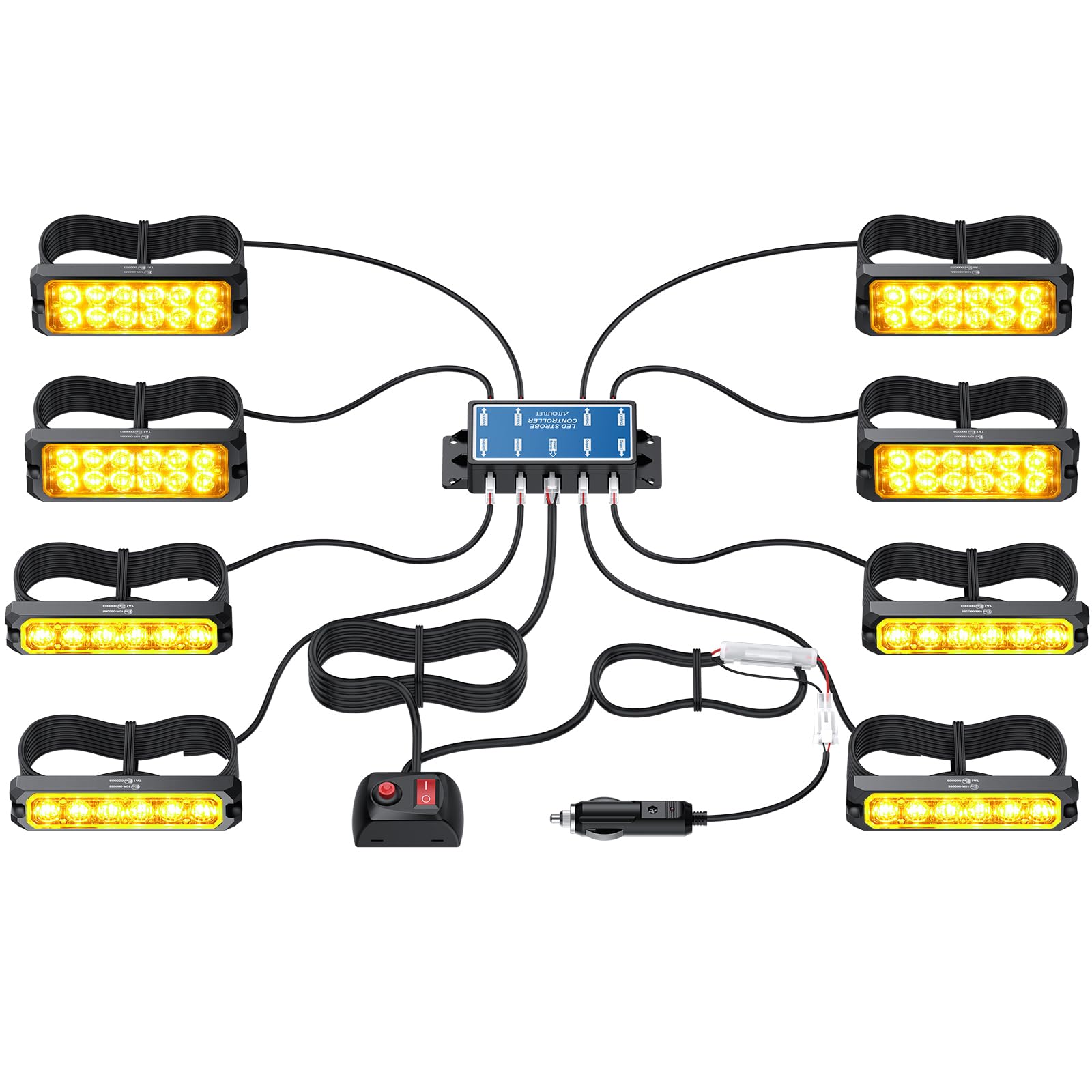 AUTOUTLET 8x 6LED & 12LED Warnlicht Frontblitzer, 12V/24V Blinklicht Stroboskoplicht Warnleuchte 14 Modi & 4,5M Kabel, IP67 Wasserdicht Blinklichter Warnung Beacon Blitzmodul für LKW, Truck, Emergency AUTOUTLET 8x 6LED & 12LED Warnlicht Frontblitzer, 12V/24V Blinklicht Stroboskoplicht Warnleuchte 14 Modi & 4,5M Kabel, IP67 Wasserdicht Blinklichter Warnung Beacon Blitzmodul für LKW, Truck, Emergency von AUTOUTLET