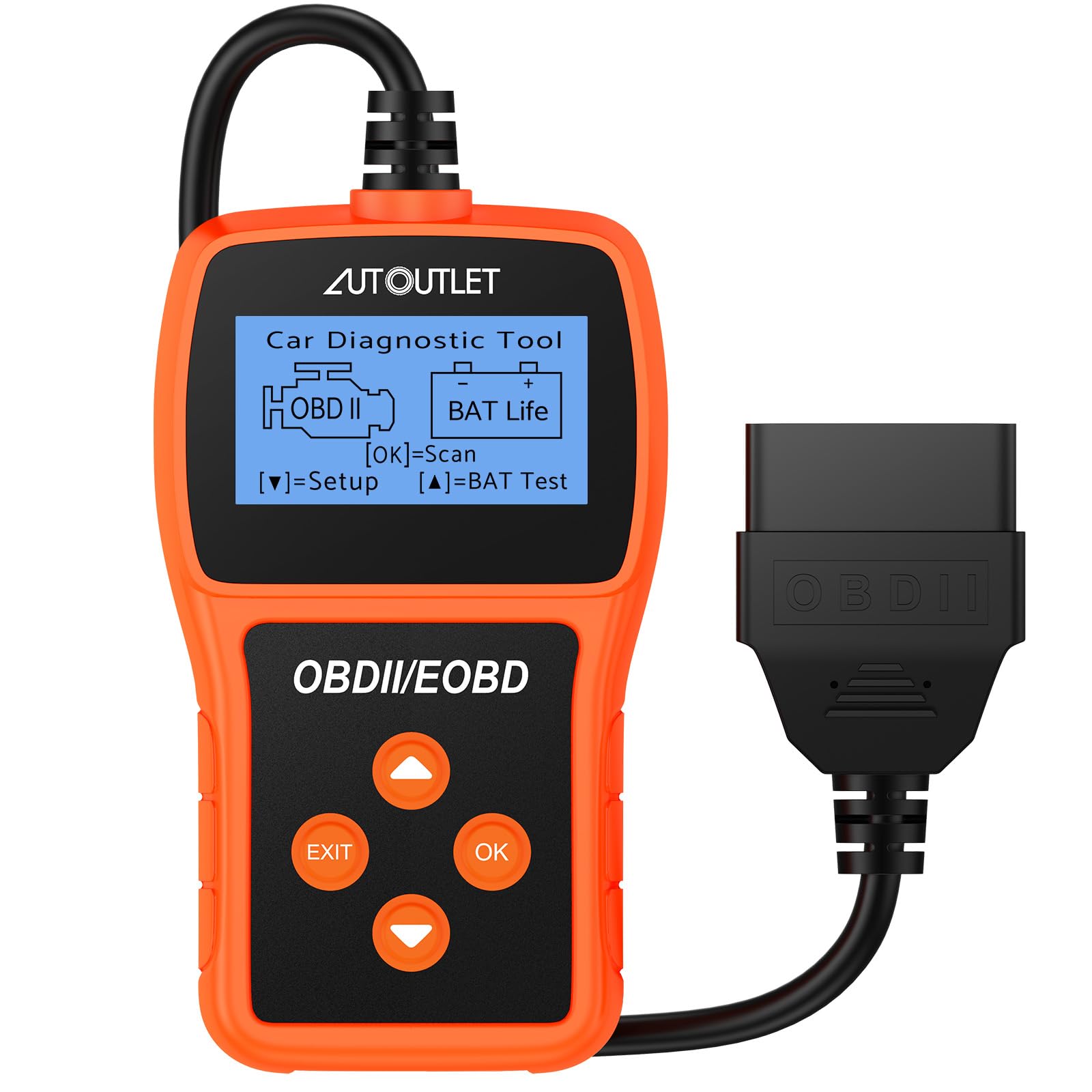 AUTOUTLET OBD2 Diagnosegerät, Auto OBD2 Scanner Codeleser OBD2 EOBD Motor Fehlercodeleser Scanner mit DTC-Definition, 10 Sprachen, Spannungserkennung und -überwachung, KFZ-Fehlercode-Lesegerät von AUTOUTLET