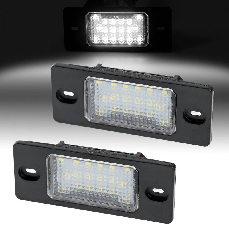 AUTOXBERT 2 x LED Kennzeichenbeleuchtung Für V-W GOLF 5 Passat 3bg Tiguan Touareg Bora, 6000K 18SMD Error Free Canbus Bright Weiß Lampen Leuchtmittel von AUTOXBERT