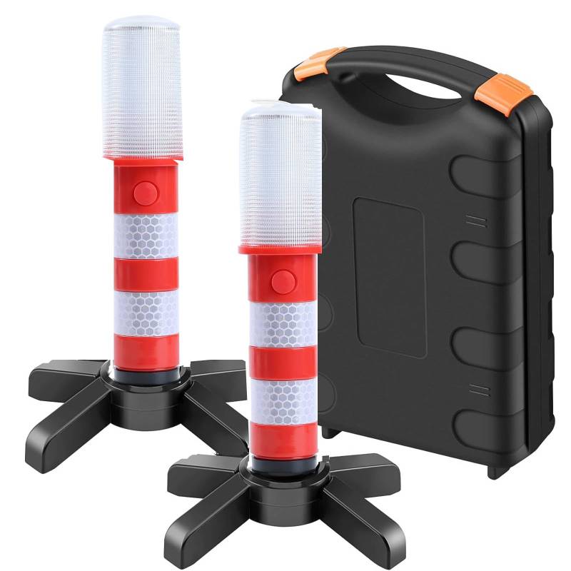 AUTOXBERT 2x LED Notfall Flares Set für Autobahn Straß Sicherheitsleuchte Camping Lampe, Alternative zu Sicherheitsdreieck LED-Notfall, Rotes und weißes Licht von AUTOXBERT