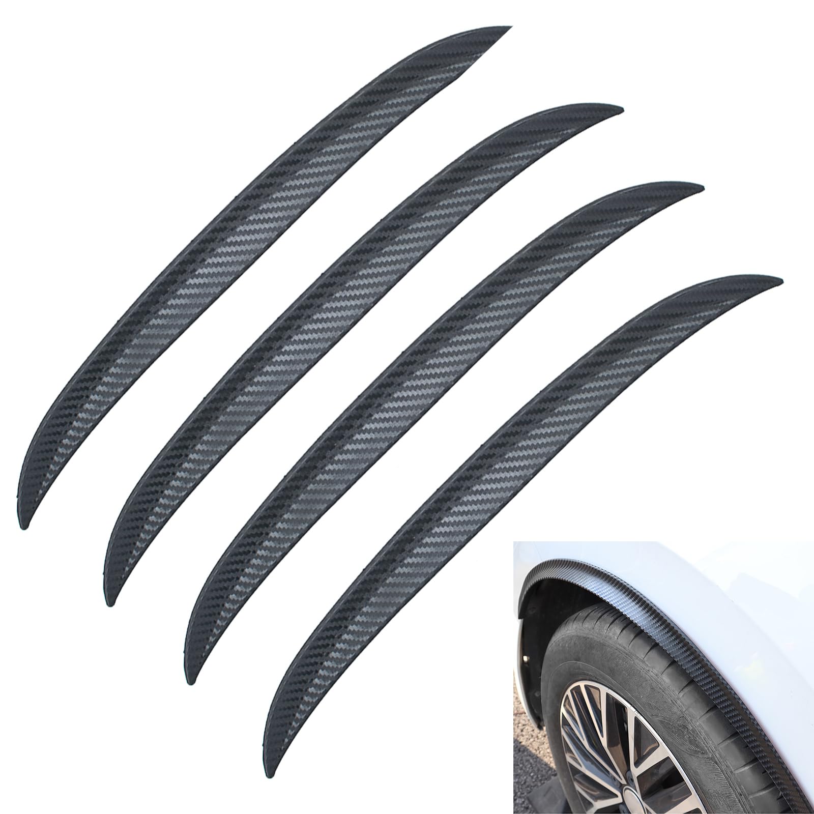 AUTOXBERT 4 Stück Kotflügelverbreiterung Universal Radlaufverbreiterungen Radkastenverbreiterung Radlauf Schutzleisten, Mudguards Auto Rad Fender Verlängerung für Auto Rad (32cm, Kohlefaser) von AUTOXBERT