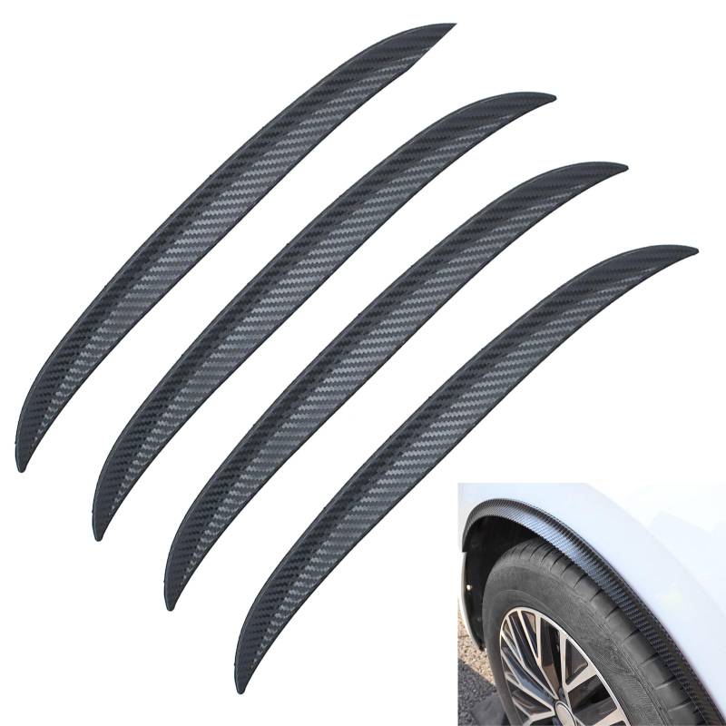 AUTOXBERT 4 Stück Kotflügelverbreiterung Universal Radlaufverbreiterungen Radkastenverbreiterung Radlauf Schutzleisten, Mudguards Auto Rad Fender Verlängerung für Auto Rad (32cm, Kohlefaser) von AUTOXBERT