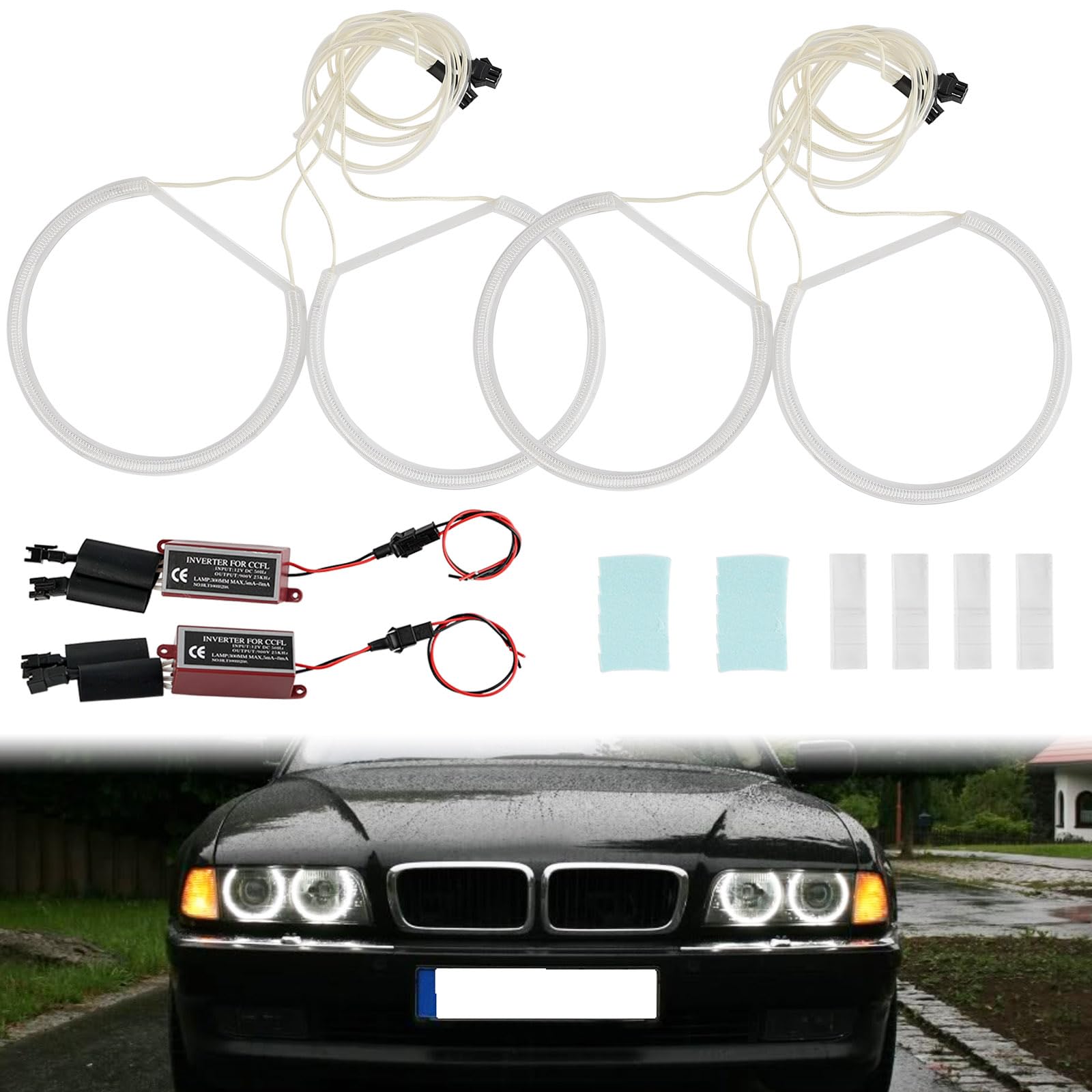 AUTOXBERT Angel Eyes Halo-Ring-Set für BMW E46, CCFL 12V Hohe Helligkeit Angel Eyes Weißes Licht AUTOXBERT Angel Eyes Halo-Ring-Set für BMW E46, CCFL 12V Hohe Helligkeit Angel Eyes Weißes Licht von AUTOXBERT
