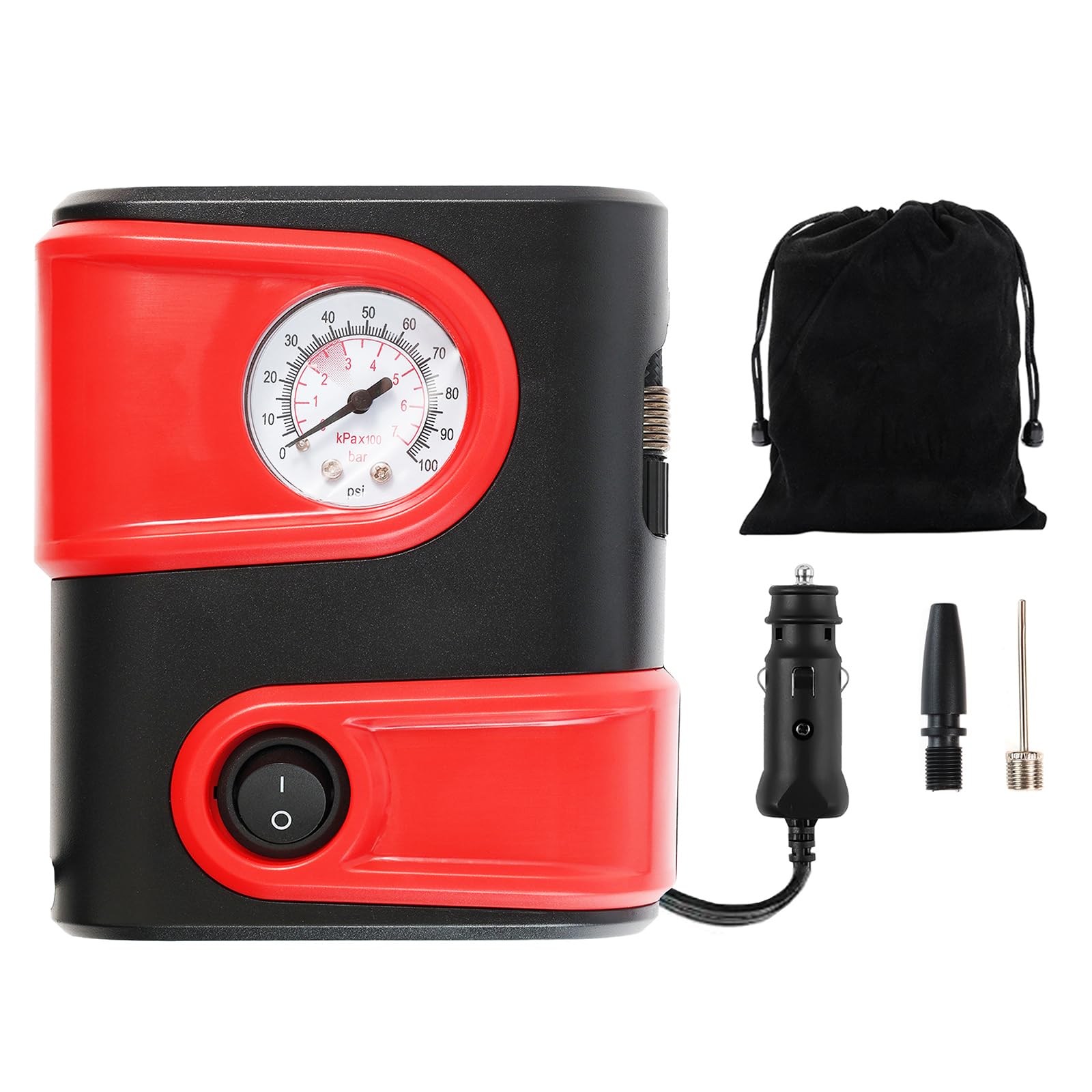 AUTOXBERT Elektrische Luftpumpe Auto Tragbar Luftkompressorpumpe DC 12 V 100 PSI Fahrradpumpe Luftkompressorpumpe mit LED Notlicht Reifenfüller Autozubehör für Fahrrad Auto Ball Motorrad AUTOXBERT Elektrische Luftpumpe Auto Tragbar Luftkompressorpumpe DC 12 V 100 PSI Fahrradpumpe Luftkompressorpumpe mit LED Notlicht Reifenfüller Autozubehör für Fahrrad Auto Ball Motorrad von AUTOXBERT