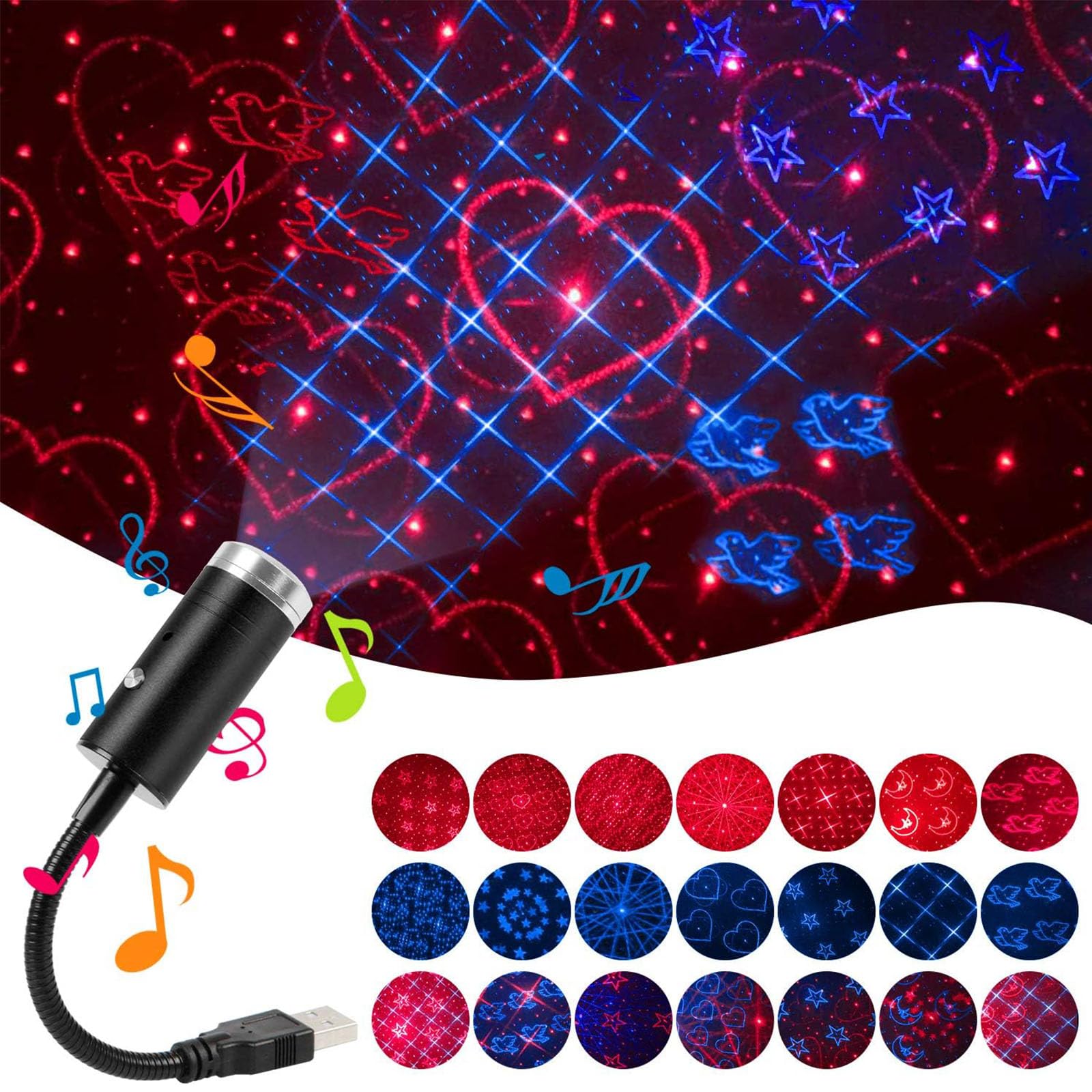 AUTOXBERT LED Decke Starlight, USB Nachtlicht Sternenhimmel, 3 Farben & 24 Lichteffekte, Atmosphäre Licht für Auto/Zuhause/Party/Schlafzimmer, Plug and Play AUTOXBERT LED Decke Starlight, USB Nachtlicht Sternenhimmel, 3 Farben & 24 Lichteffekte, Atmosphäre Licht für Auto/Zuhause/Party/Schlafzimmer, Plug and Play von AUTOXBERT