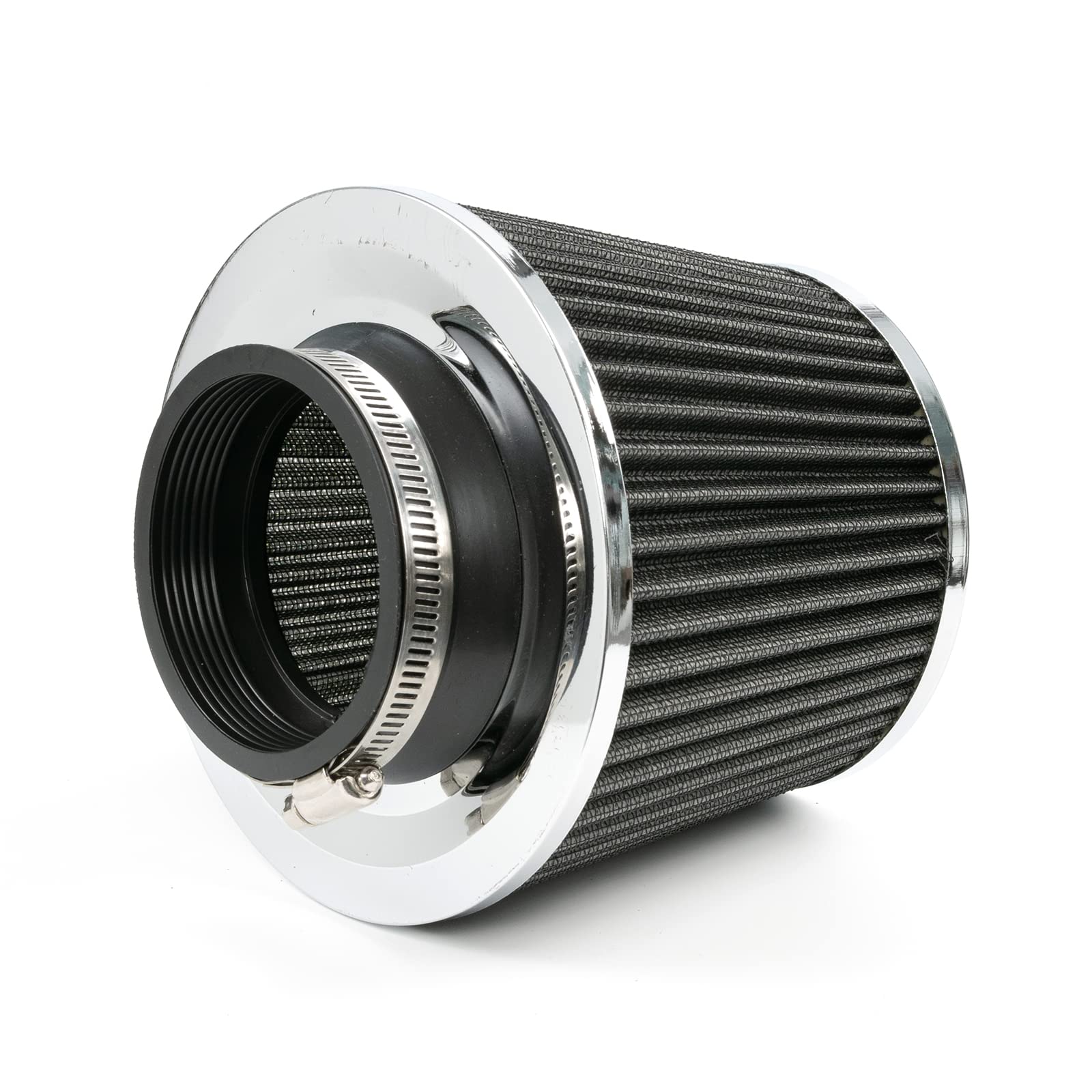 AUTOXBERT Sportluftfilter Auto Universal 3 Zoll 64-76mm Universal Luftfilter Auto Doppelschicht Stahl Filter Clamp Gummi Sportluftfilter Schwarz für Motorrad Scooter ATV Moped von AUTOXBERT