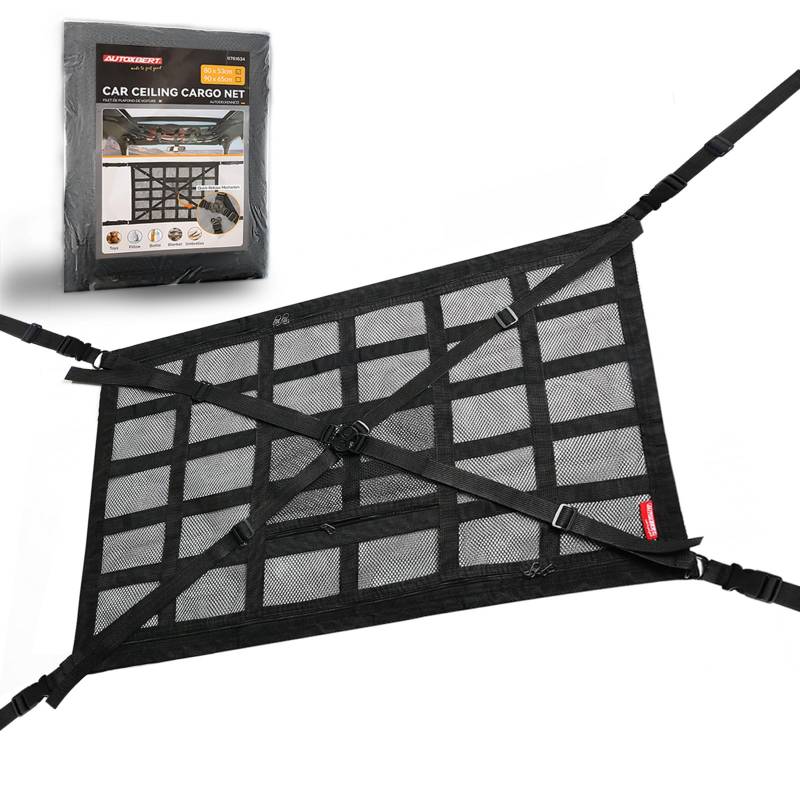 Gepäcknetz Auto Universal Dach Autonetz Organizer Netz für Vier Dacharmlehnen 80X53CM von AUTOXBERT