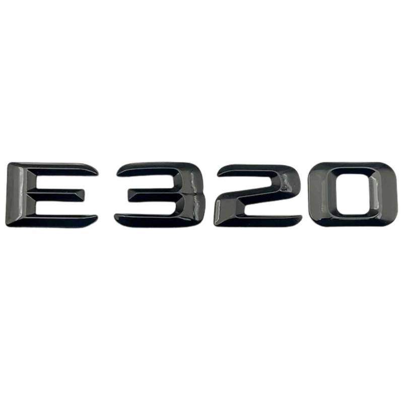 AUTOZOCO Emblem E320, Insignia E320, Aufkleber E320, Aufkleber E320, Kofferraum-Aufkleber, Emblem für Kofferraum, kompatibel mit Mercedes, Kunststoff, 13,5 cm x 2,3 cm (Schwarz) von AUTOZOCO