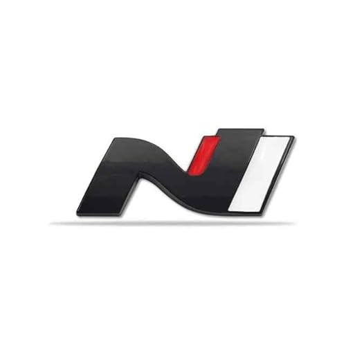 AUTOZOCO N-Line-Emblem, Emblem N Line, Insignia N Line, Aufkleber N Line, geeignet für Kofferraum und Seiten, kompatibel mit Hyundai, Zinklegierung, 75 mm x 35 mm, Schwarz und Silber von AUTOZOCO