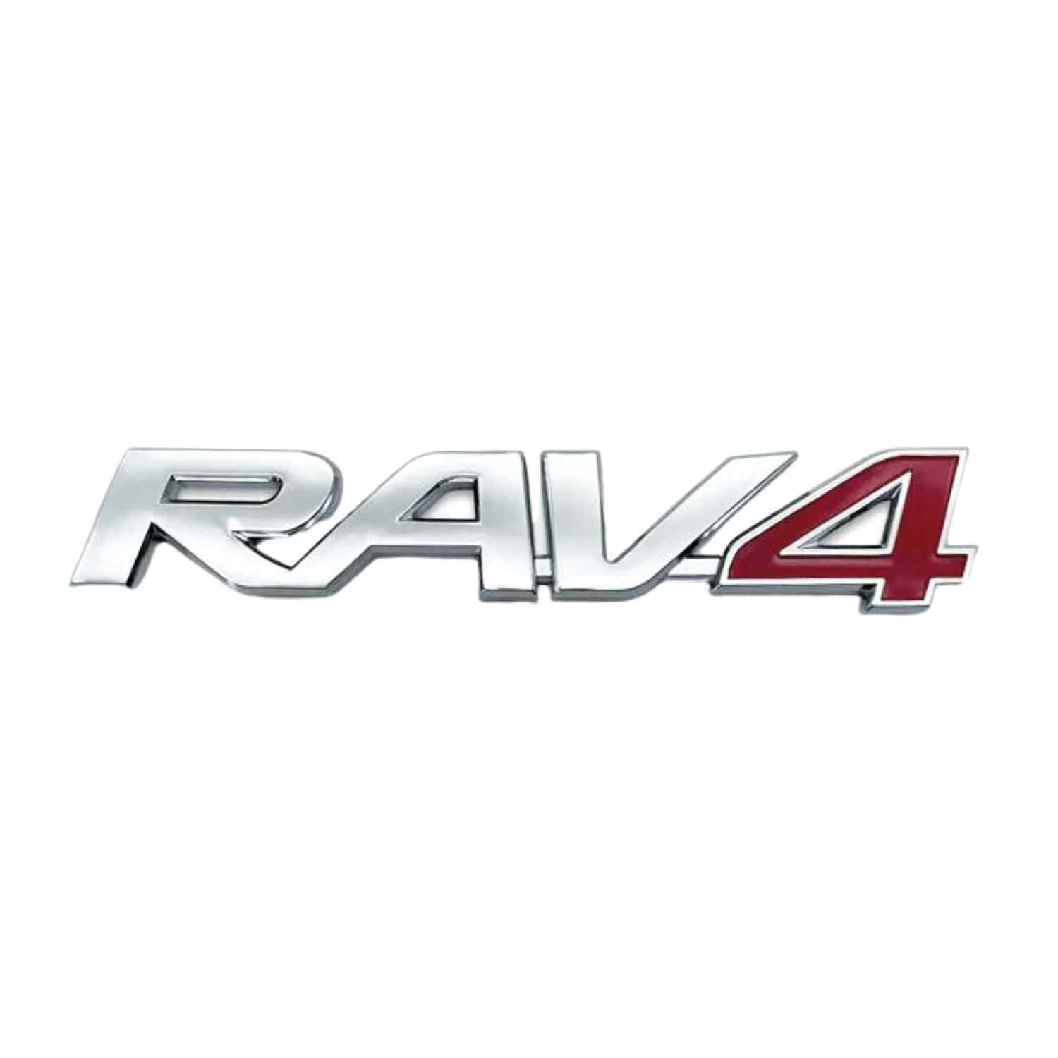 AUTOZOCO RAV4 Aufkleber Emblem RAV4 Aufkleber RAV4 Aufkleber passend für Rückseite Selbstklebend Kompatibel mit Toyota, ABS Kunststoff, 16 cm x 2,5 cm, Silber mit Nummer 4 in Rot von AUTOZOCO