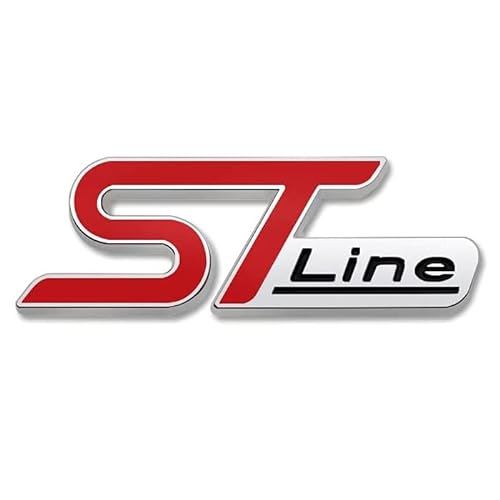 AUTOZOCO ST Line Aufkleber | ST Line Emblem | ST Line Emblem | ST Line Aufkleber | ST Line | Kofferraum geeignet | Kompatibel mit Ford | Material ABS | 10 cm Breite x 3,5 cm Höhe von AUTOZOCO