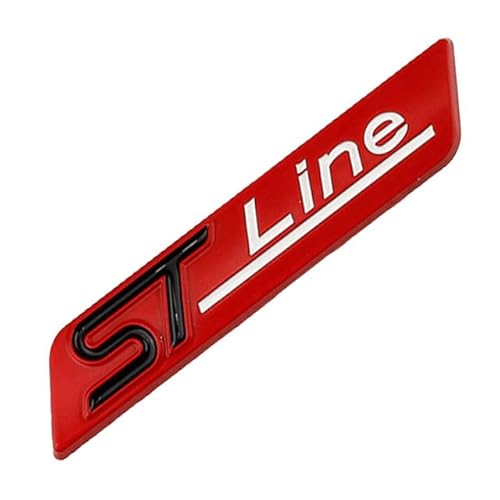 AUTOZOCO ST-Line-Emblem, ST-Line, Insignia ST-Line, selbstklebend, für die Seite, kompatibel mit Ford, ABS-Kunststoff, Maße 84,5 mm x 16,5 mm, Rot von AUTOZOCO