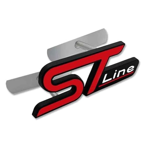 AUTOZOCO ST Line Emblem für Autogrill, ST Line Emblem Grillrost, Auto-Design, kompatibel mit Ford, Metalllegierung, Maße 10 x 3,5 cm, Rot und Schwarz von AUTOZOCO