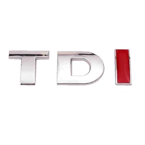 AUTOZOCO TDI Emblem Metall Aufkleber passend für VW Silber Rot von AUTOZOCO