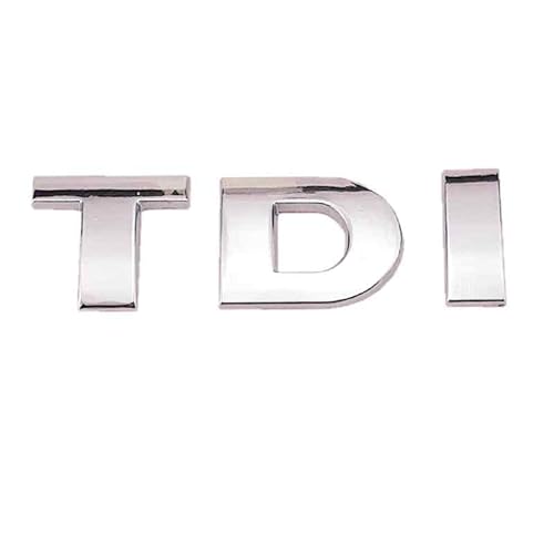 AUTOZOCO TDI-Metall-Emblem, TDI-Emblem, passend für hinten, selbstklebend, kompatibel mit Golf VW Polo GTI Passat B5 B6 Touran, Metall, alle Buchstaben in Silber von AUTOZOCO