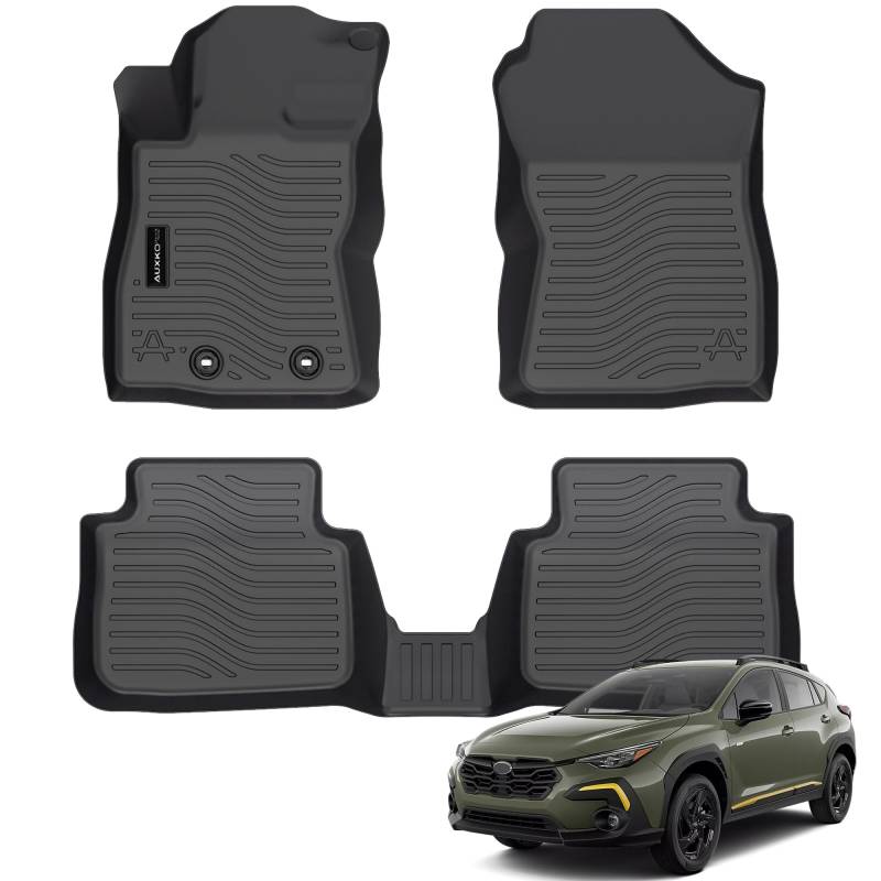 Auxko Allwetter-Fußmatten Bodenmatte passend für Subaru Crosstrek 2024 TPE-Gummieinsätze, Zubehör für Subaru Crosstrek 2024, All Season Guard, geruchlose Anti-Rutsch-Matten für 1. und 2. Reihe von AUXKO