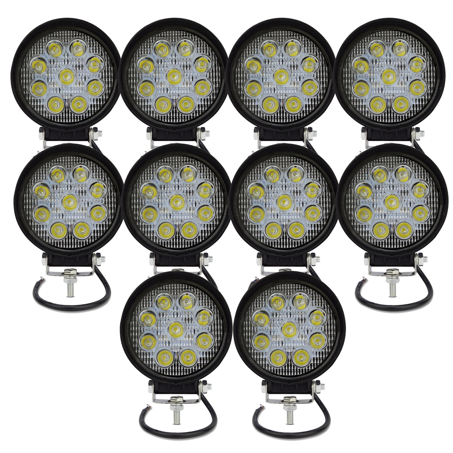 AUXTINGS 10 Pieces 10,2 cm 27W Flood rund LED Arbeitsleuchte Bar Off Road Trucks SUV Fahren Nebelscheinwerfer AUXTINGS 10 Pieces 10,2 cm 27W Flood rund LED Arbeitsleuchte Bar Off Road Trucks SUV Fahren Nebelscheinwerfer von AUXTINGS