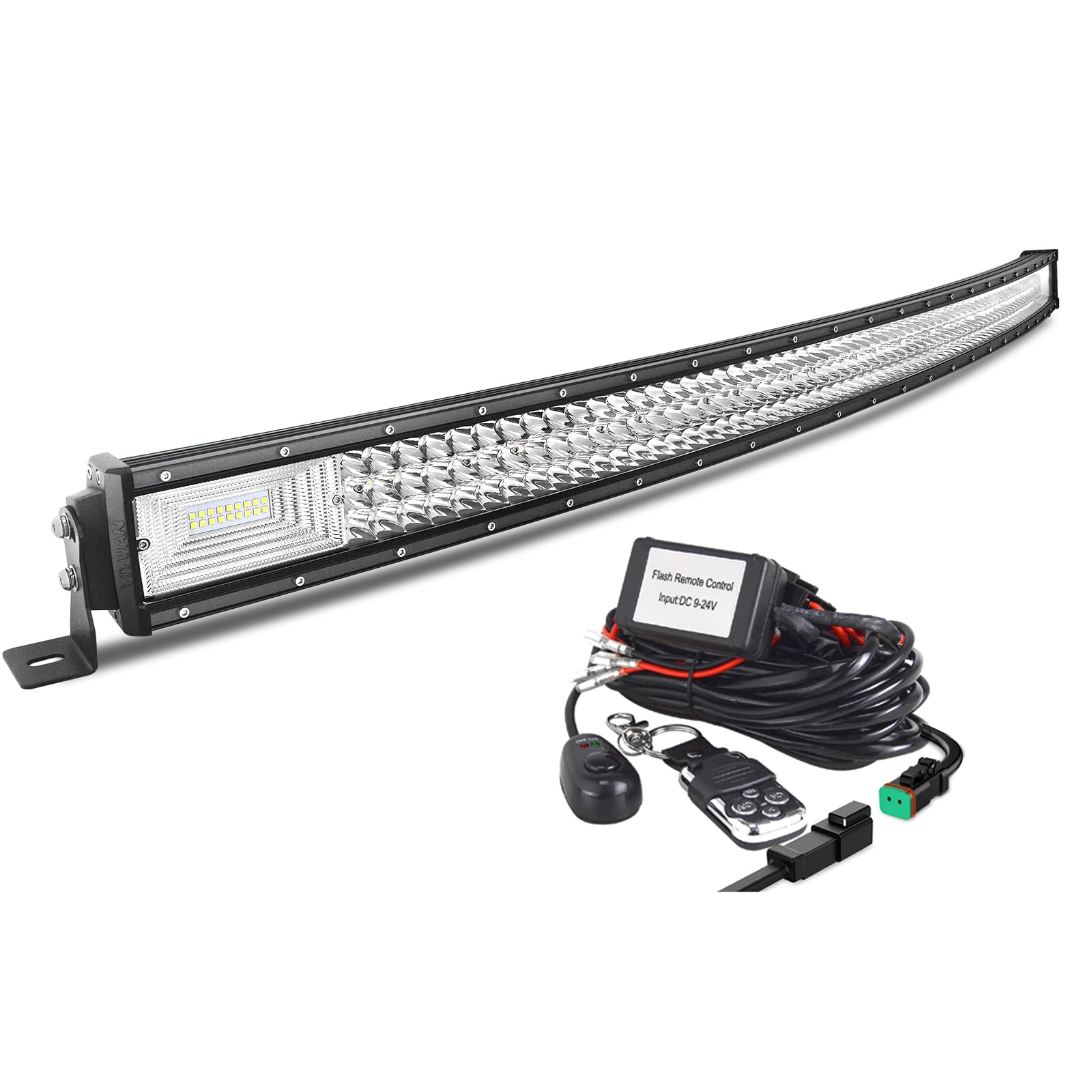AUXTINGS 132 cm gebogene LED-Lichtleiste, 675 W, Nebelscheinwerfer, LED, mit 12 V Fernbedienung, Stroboskop, Kabel-Set, 6000 K, 3 Reihen, wasserdicht, LED-Projektor für Auto, LKW, Traktor AUXTINGS 132 cm gebogene LED-Lichtleiste, 675 W, Nebelscheinwerfer, LED, mit 12 V Fernbedienung, Stroboskop, Kabel-Set, 6000 K, 3 Reihen, wasserdicht, LED-Projektor für Auto, LKW, Traktor von AUXTINGS