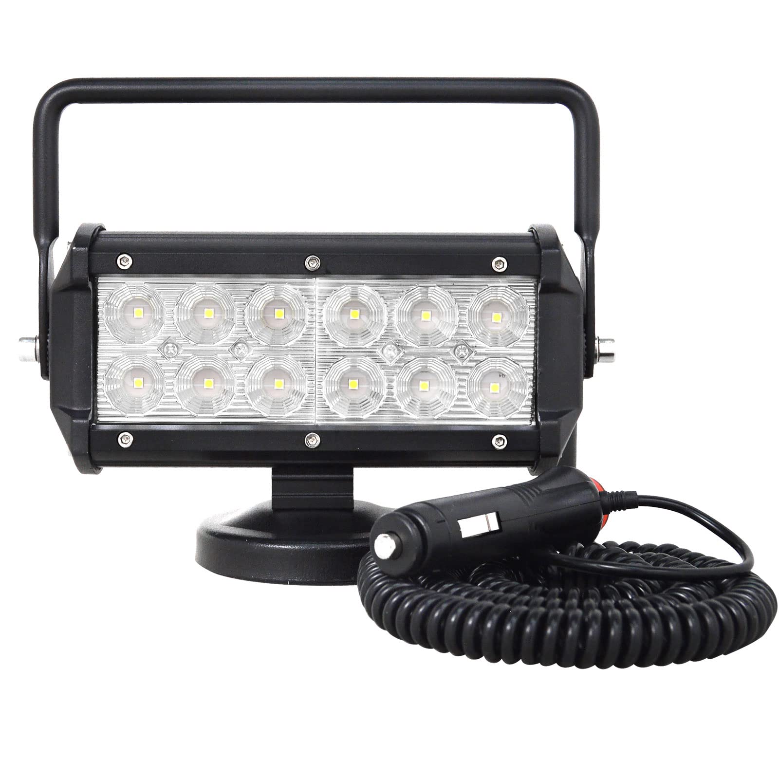 AUXTINGS 17,8 cm 36W LED Arbeitslicht Quadrat Flut Strahl tragbares Geländefahrzeug mit magnetischer Basis für Auto-SUV-Anhänger Traktor Truck Engineering Wartung Camping von AUXTINGS