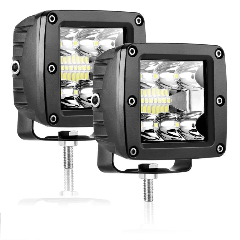 AUXTINGS 2 X 7.5cm 42W Spot LED Lichtleiste Arbeitsscheinwerfer LED Pods Würfelscheinwerfer Nebelscheinwerfer mit Montagehalterung für Geländewagen Truck Auto ATV SUV (3 Zoll 42 Spot) von AUXTINGS