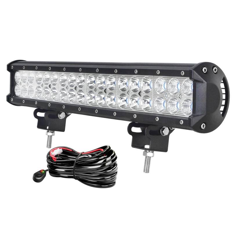 AUXTINGS 20 Zoll 126W zweireihige LED-Lichtleiste Spot Scheinwerfer Nebelscheinwerfer Flutlichtscheinwerfer 6000K Wasserdichtes IP67-Arbeitslicht 12V mit Kabelbaum-Kit von AUXTINGS