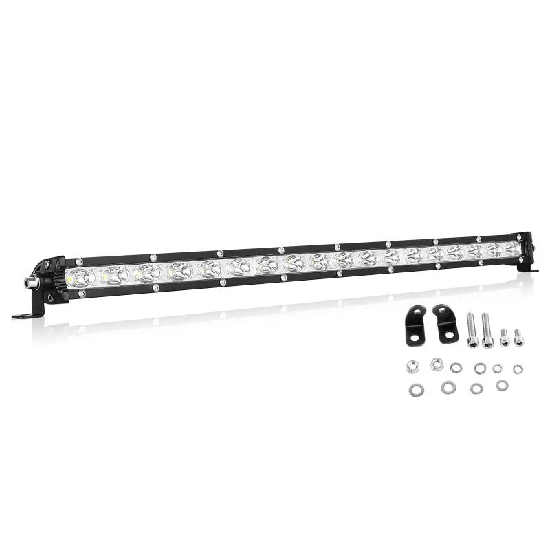 AUXTINGS 20 zoll 90 Watt Spot Ultra Slim Einreihige LED Lichtleiste Flutlichtstrahl mit Halterung Für Off road Ranger ATV UTV SUV von AUXTINGS