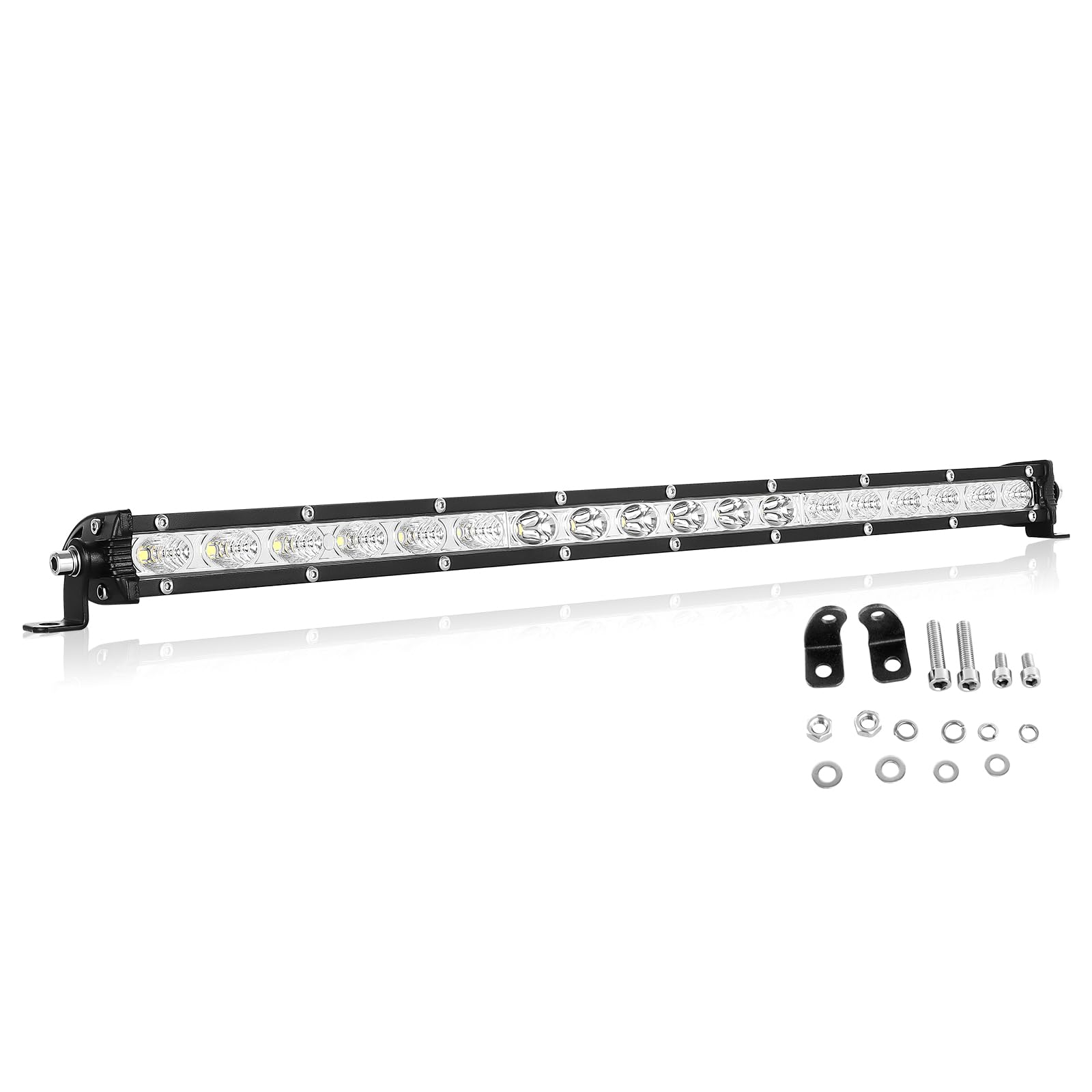 AUXTINGS 20 Zoll 90 Watt Spot Flood Ultra Slim Einreihige LED Lichtleiste Flutlichtstrahl mit Halterung Für Off Road Ranger ATV UTV SUV von AUXTINGS