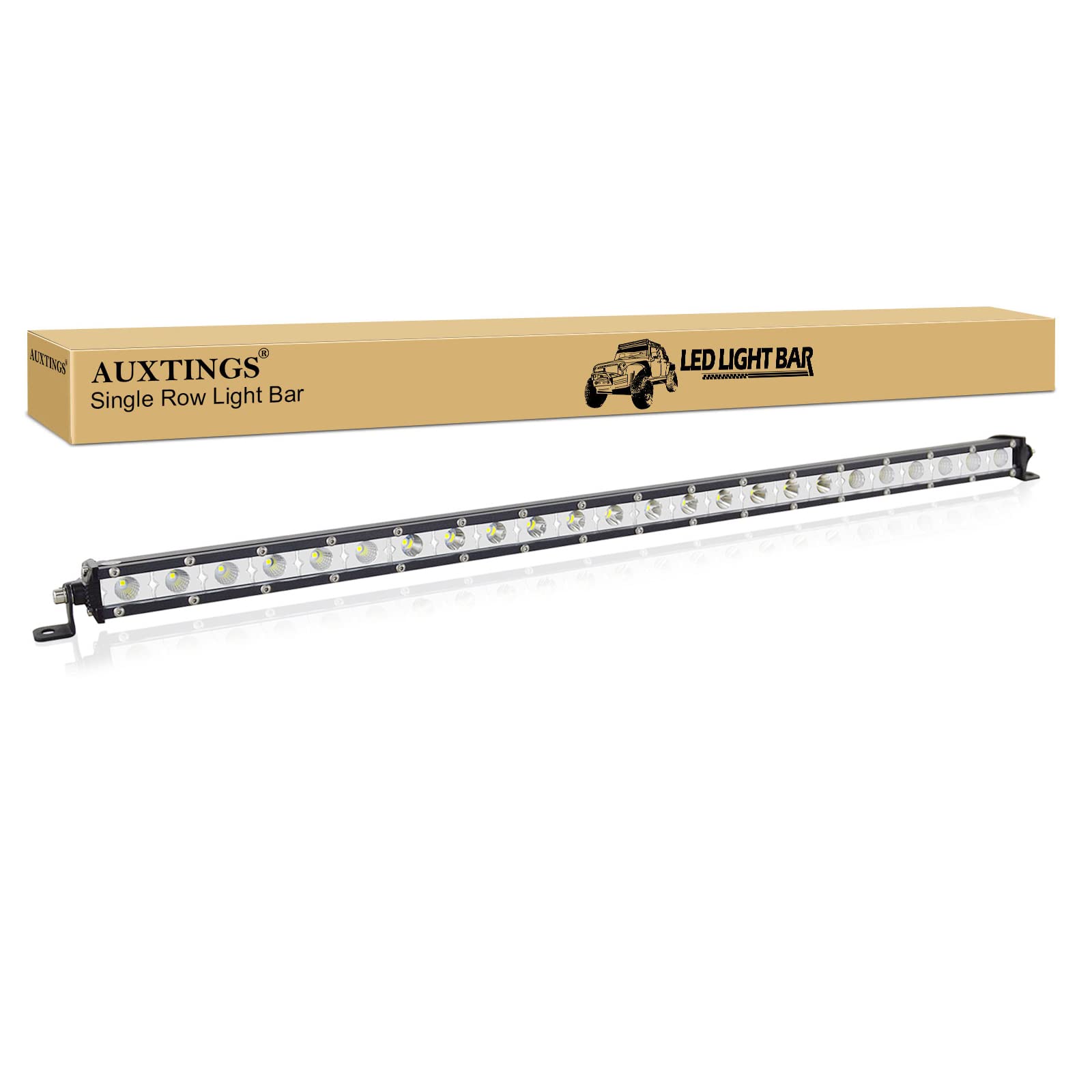 AUXTINGS 25 Zoll 120 Watt Ultra Slim Einreihige LED Lichtleiste Flutlichtstrahl mit Halterung Für Off Road Ranger ATV UTV SUV von AUXTINGS