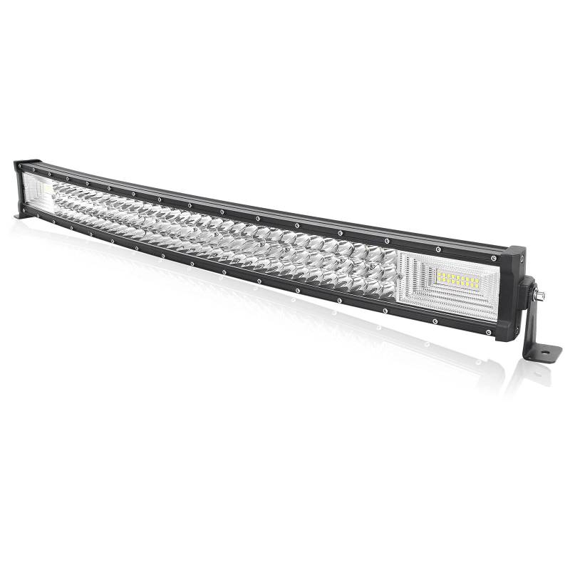 AUXTINGS 32-Zoll 82 cm 405W gekrümmte LED-Lichtstange 7D-Objektiv-Spot-Flut-Floor-Combo-Strahl Triple Row LED-Arbeit Tauchlichter für AUS-Straße ATV AWD SUV 4WD 4x4 Pickup, 12V 24V wasserdicht 6000k von AUXTINGS