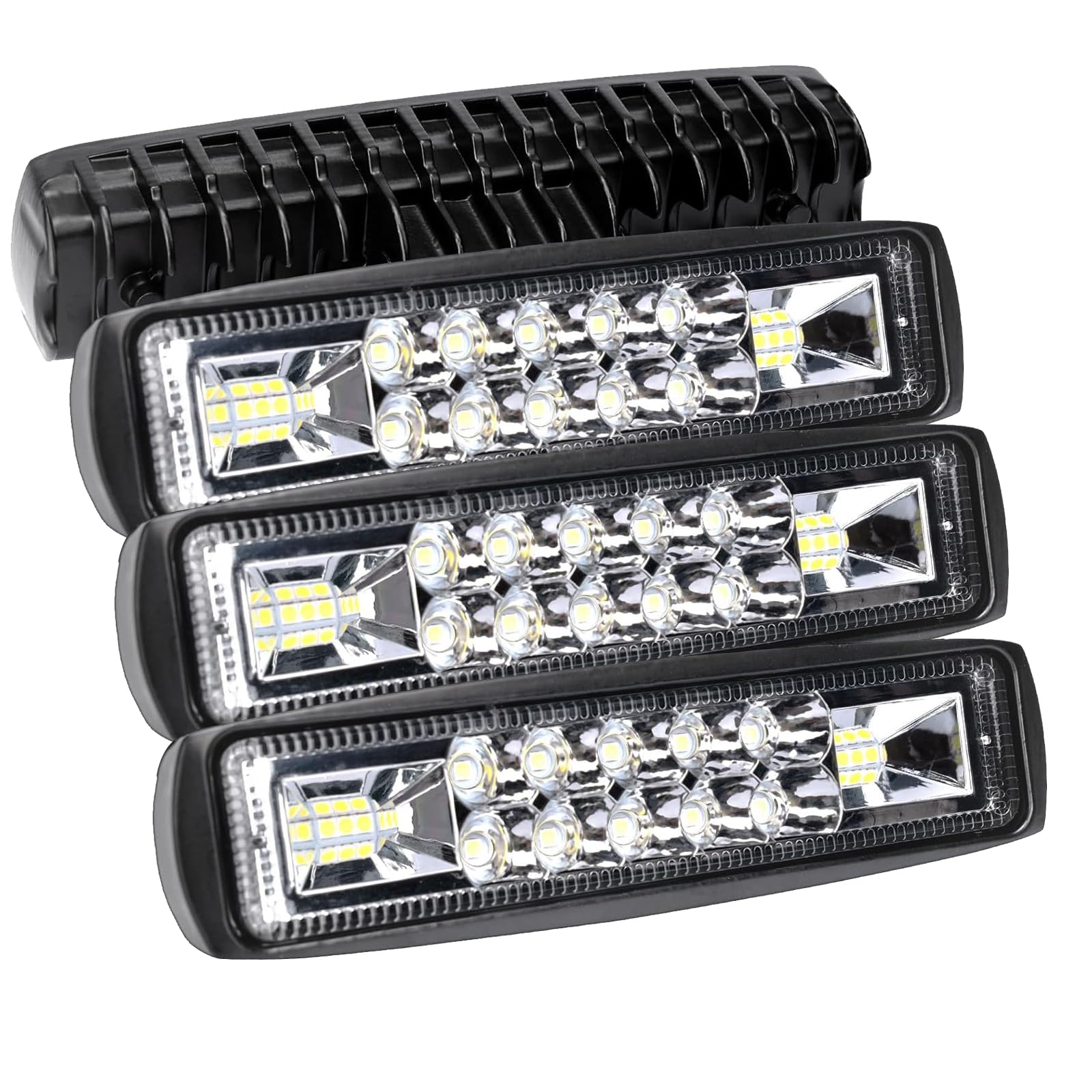 AUXTINGS 4 Stück LED-Arbeitsscheinwerfer, 15 cm 24W 12V/24V Offroad Scheinwerfer, IP67 Wasserdicht Nebelscheinwerfer, 6000K Lichtleiste für Traktor, LKW, Geländewagen, Motorrad, 4x4 von AUXTINGS