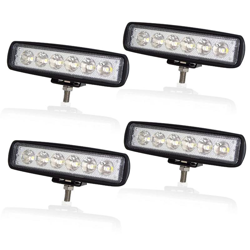 AUXTINGS 4 Stücke 6 Zoll 18W dünn LED Arbeitsscheinwerfer 15 cm Flutlicht Leuchtfleck LED Pods 12V 24V Zusatzscheinwerfer Offroad Nebel Lampen für LKW Traktorboot 4x4 Auto SUV ATV,IP66 von AUXTINGS
