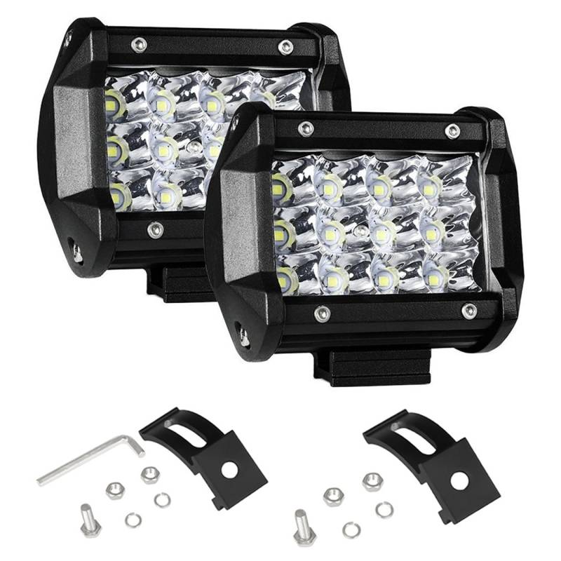 AUXTINGS 4 inch 36W Dreifachreihe LED Arbeitsscheinwerfer Zusatzscheinwerfer 3600LM Auto Scheinwerfer Offroad Flutlicht Spotlight 6000K Wasserdicht IP67 Arbeitslicht 12V (2 Stück) von AUXTINGS